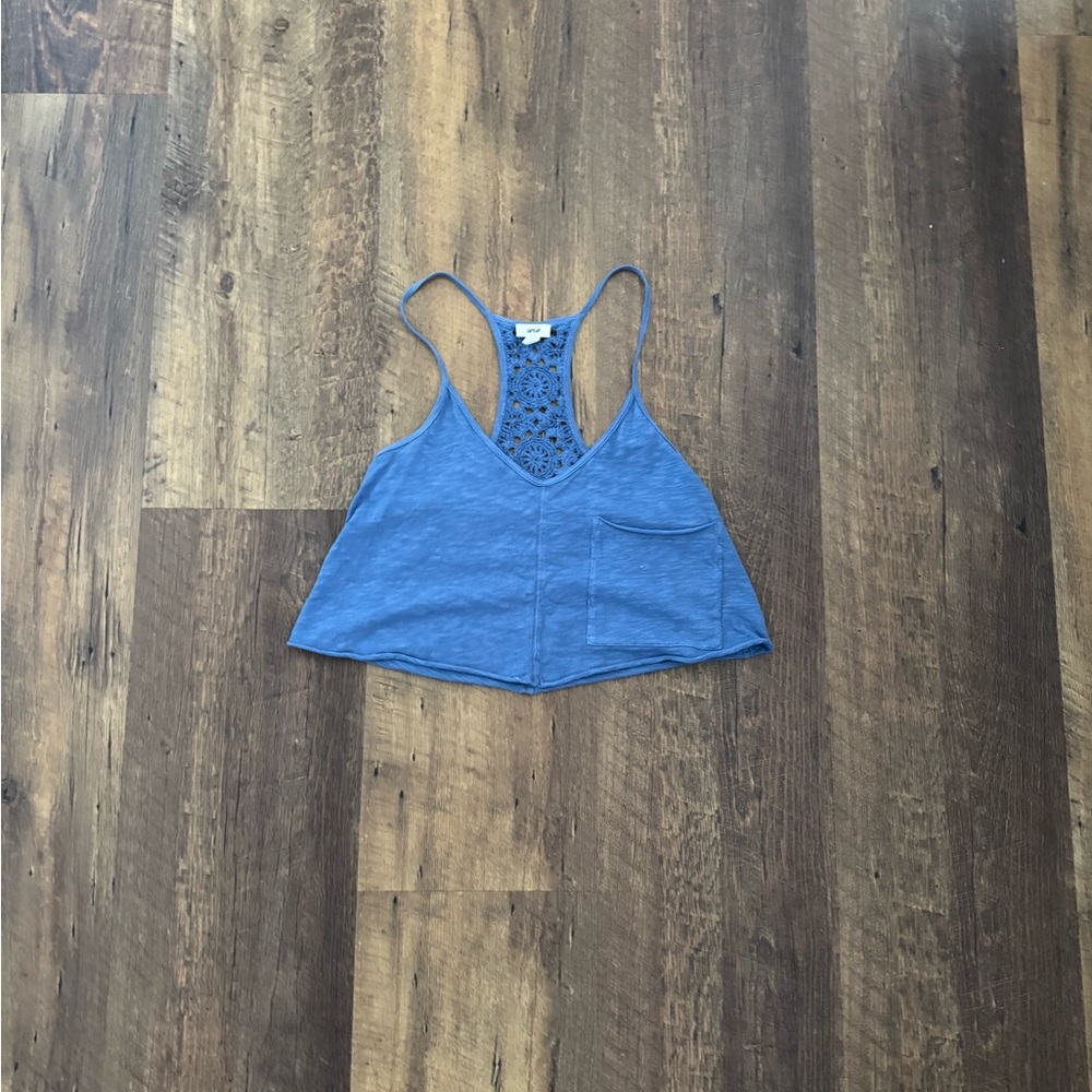 Aerie Summer House Crochet Back Cropped Tank Top